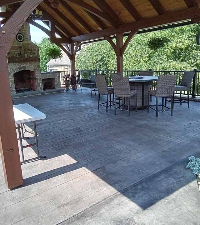 dinning hall with stamped concrete